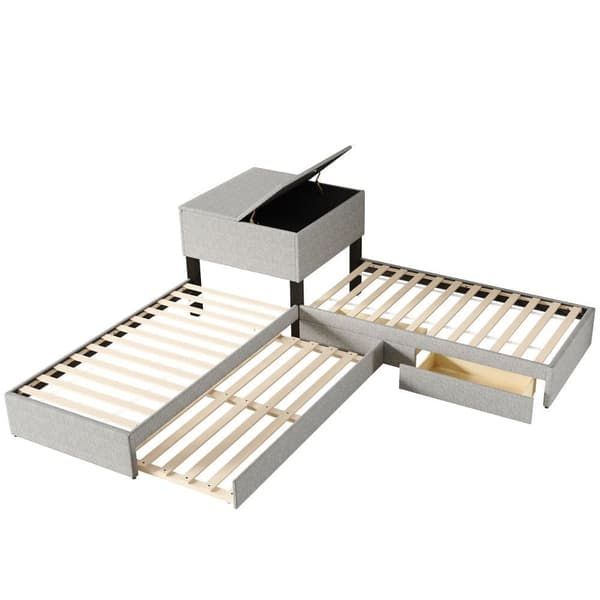 Sovesofa 90x200cm - 2 enkeltsenge - Med sovesofa - Med opbevaring - Med 1 skuffe - Grå