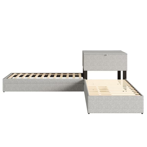 Sovesofa 90x200cm - 2 enkeltsenge - Med sovesofa - Med opbevaring - Med 1 skuffe - Grå