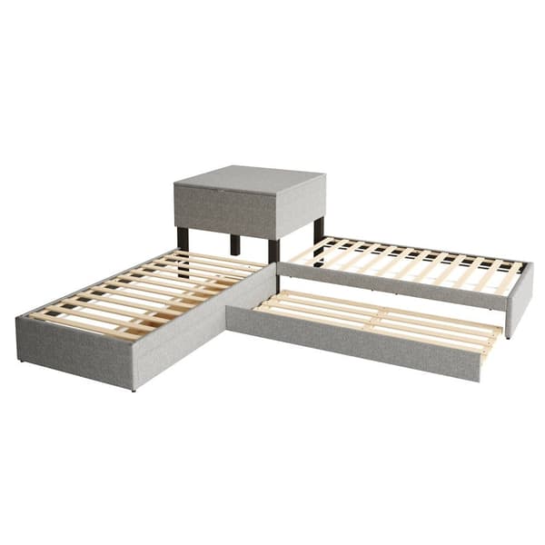 Sovesofa 90x200cm - 2 enkeltsenge - Med sovesofa - Med opbevaring - Med 1 skuffe - Grå