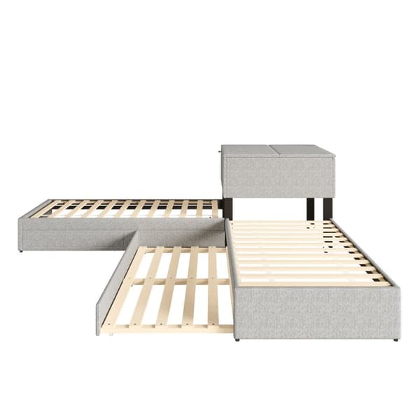 Sovesofa 90x200cm - 2 enkeltsenge - Med sovesofa - Med opbevaring - Med 1 skuffe - Grå