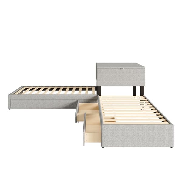 Sovesofa 90x200cm - 2 enkeltsenge - Med sovesofa - Med opbevaring - Med 1 skuffe - Grå