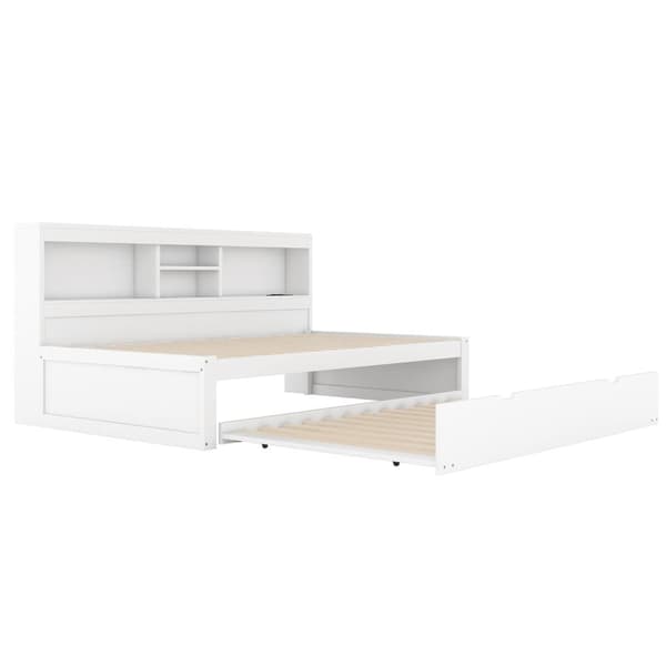 Daybed 90x200cm Avec Un Lit Gigogne 90x190cm - Sengekommode med LED og stik, hvid