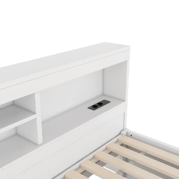 Daybed 90x200cm Avec Un Lit Gigogne 90x190cm - Sengekommode med LED og stik, hvid