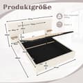 Miniatyrbillede 4 af 10: Moderne dobbeltseng 160x200 cm i beige velour – med bredt hovedgærde, LED-belysning, USB-porte og hydraulisk opbevaring under sengen