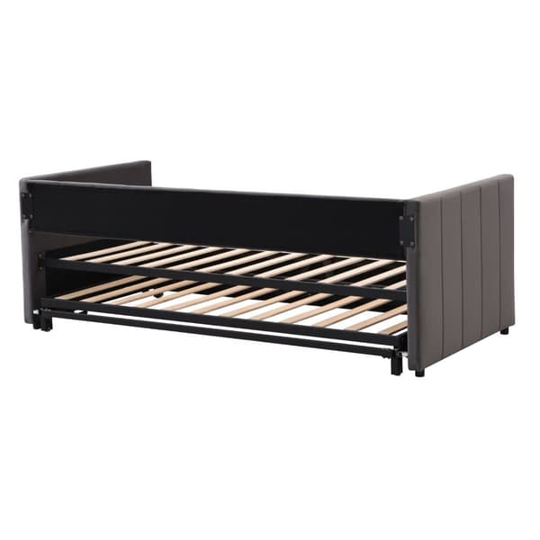 Polstret sovesofa 90/180x200cm i fløjl stof sovesofa med krybbebund - grå