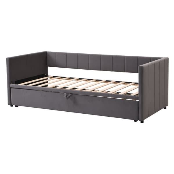 Polstret sovesofa 90/180x200cm i fløjl stof sovesofa med krybbebund - grå