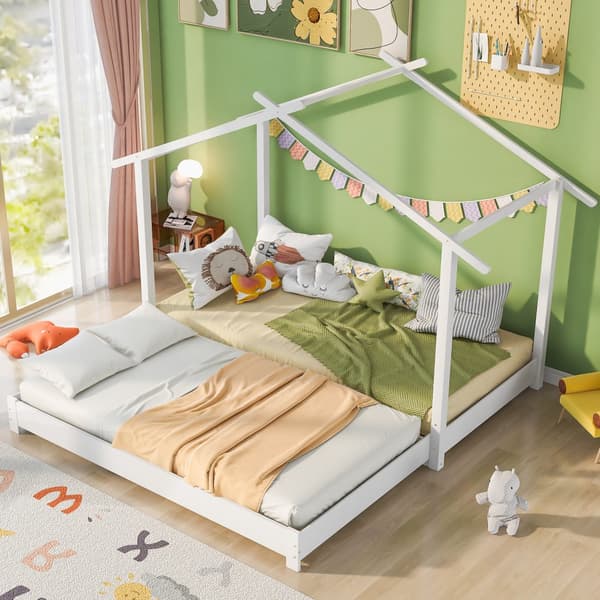 Husseng – Udtræksseng i massivt træ – 90/180x190 cm – Hvid