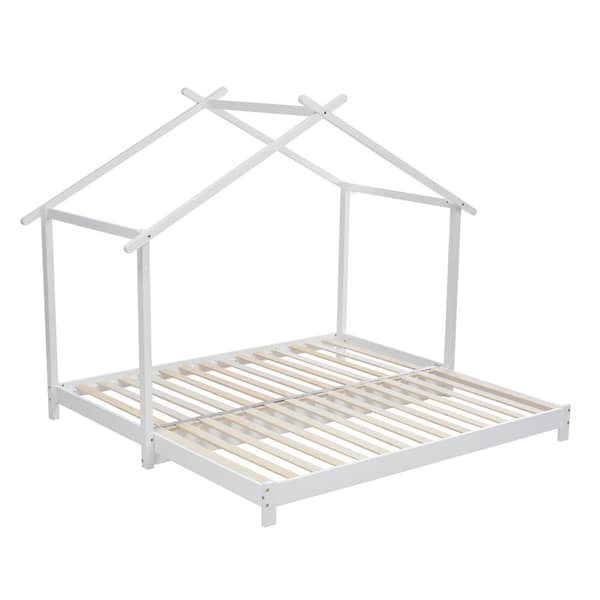 Hussäng – Utdragbar säng i massivträ – 90/180x190 cm – Vit