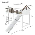 Miniatyrbild 4 av 11: Mezzanine-säng 90x200 cm med stege och glidbana - i furu och mdf - vit och brun