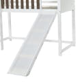 Miniatyrbild 10 av 11: Mezzanine-säng 90x200 cm med stege och glidbana - i furu och mdf - vit och brun