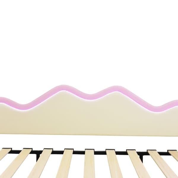 90(180)x190 cm Udtræksseng - kunstlæder - med LED-belysning og lamelbund - pink