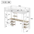 Miniatyrbillede 4 af 11: Mezzanin Seng 90x200 cm - med skrivebord og hylder - Jernstel - Hvid