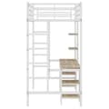 Miniatyrbillede 8 af 11: Mezzanin Seng 90x200 cm - med skrivebord og hylder - Jernstel - Hvid