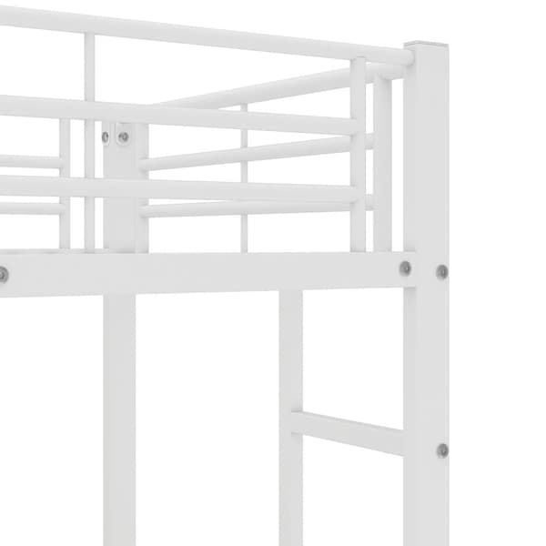 Mezzanin Seng 90x200 cm - med skrivebord og hylder - Jernstel - Hvid