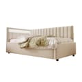 Miniatyrbillede 7 af 11: Seng med opbevaring 90x200 cm med LED-belysning – Velour stof – Beige