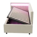 Miniatyrbillede 10 af 11: Seng med opbevaring 90x200 cm med LED-belysning – Velour stof – Beige