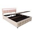 Miniatyrbillede 10 af 11: Seng med opbevaring 180x200 cm i velour – Med LED-belysning og lamelramme – Beige