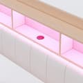 Miniatyrbillede 10 af 11: Dobbeltseng 140x200 cm i hørstof – Sengegavl med opbevaring, LED-belysning og stikkontakt – Beige