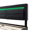 Pikkukuva 10 / 11: Parivuode 160x200 cm keinonahkaa LEDillä - 4 laatikkoa - latausliitännöillä (langallinen ja langaton) - musta
