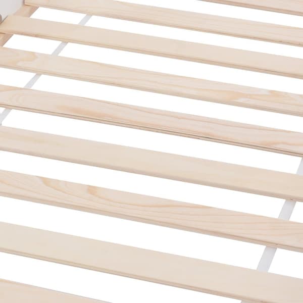 Hussäng 90x200 cm i massivt trä – Med hyllor och 2 lådor – Vit
