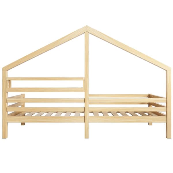 Husseng 90x200 cm i massivt træ – Med hylder – Natur