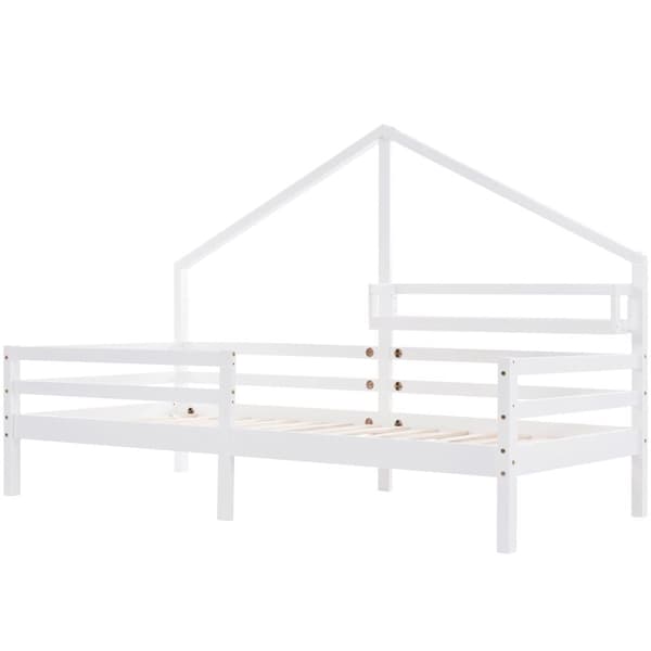 Parvisänky 90x200cm massiivipuuta - hyllyillä - valkoinen