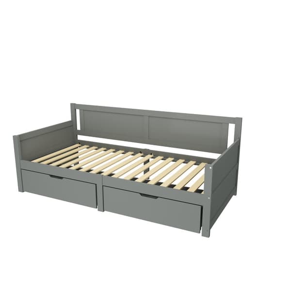 Sovesofa 90x200 cm – med 2 skuffer – i massivt træ – grå