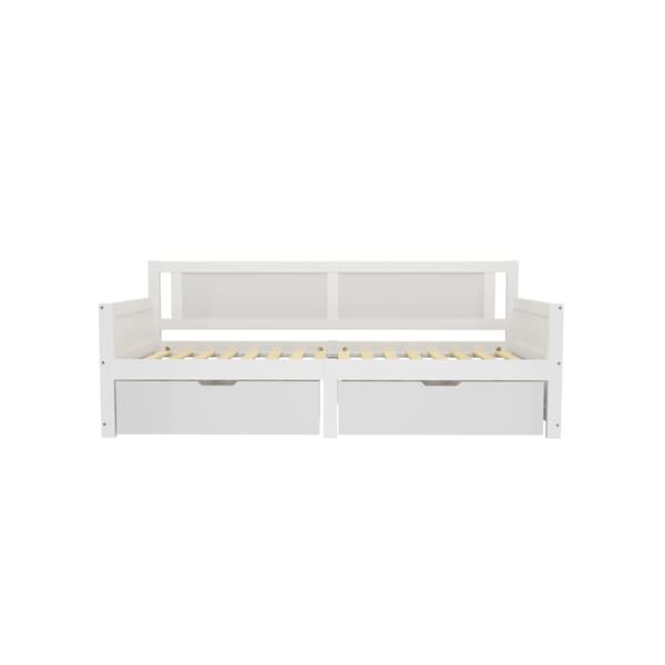 Sovesofa 90x200 cm – Enkeltseng med to opbevaringsrum – Ramme i massivt træ – Juniorseng/Børneseng – Hvid