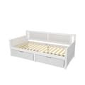 Pikkukuva 9 / 10: Vuodesohva 90x200 cm – Yhden hengen sänky kahdella säilytyslokerolla – Massiivipuurunko – Juniorisänky/lastensänky – Valkoinen
