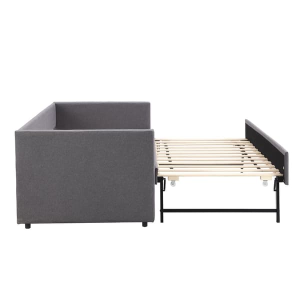 Multifunktionell utdragbar dagbädd med fällbar säng – 90x200 cm – linnetyg – grå
