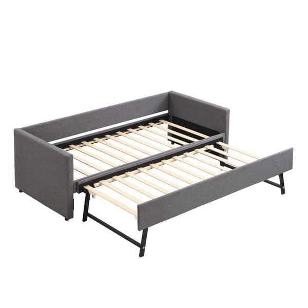 Multifunktionell utdragbar dagbädd med fällbar säng – 90x200 cm – linnetyg – grå