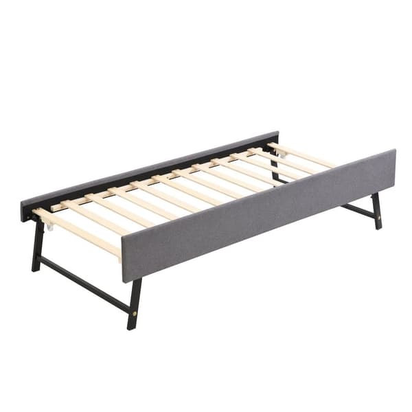 Multifunktionell utdragbar dagbädd med fällbar säng – 90x200 cm – linnetyg – grå