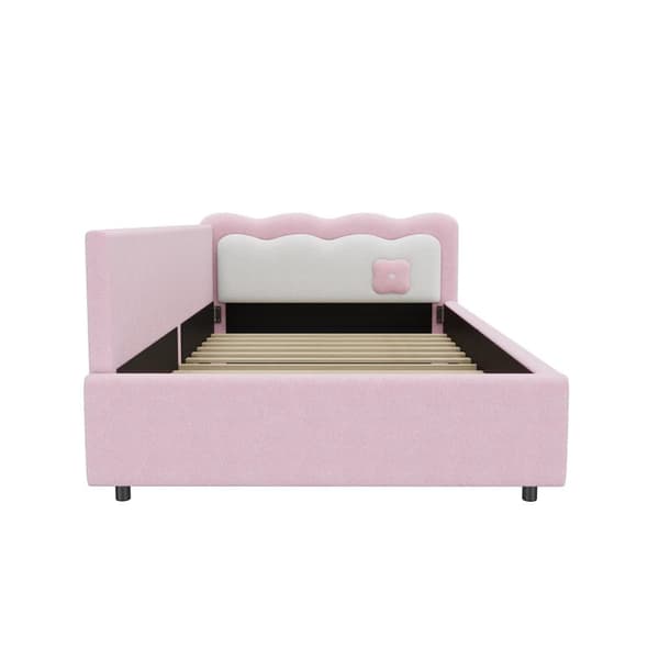 Sovesofa 90x200 cm med LED-belysning og lamelramme – Pink