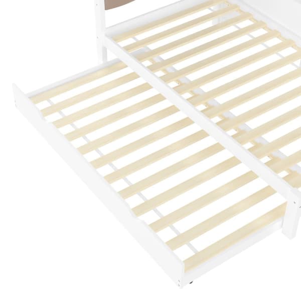Bäddsoffa 90x200 cm - Enkelsäng - Med sängkista - Med LED-list - Med hylla - Med USB-anslutning - Furu - Vit (utan madrass)