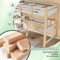 Miniatyrbillede 9 af 11: Børneloftseng 90x200 cm i massivt træ – hvid højseng med sengehest, skrå stige, skrivebord og hylder – multifunktionel familieseng med lamelbund