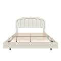 Miniatyrbillede 5 af 11: Moderne 140 x 200 cm dobbeltseng med blomstret hovedgærde, flydende design og LED-lys – robust metalstel og praktisk opbevaring under sengen, hvid