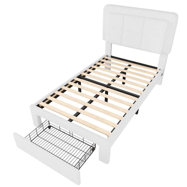 90x200 cm enkeltseng med bamsefløjl, justerbar sengegavl og LED-lys, USB-port – moderne sengeramme i metal og træ