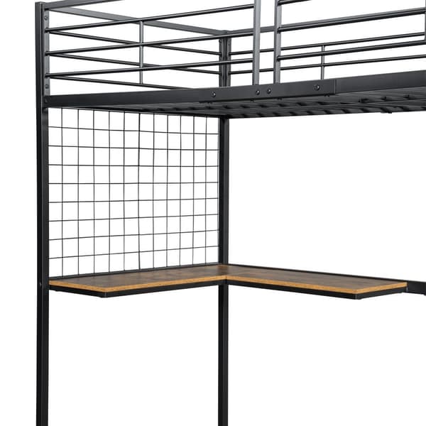 Våningssäng 90x200 cm - med skrivbord och garderob - i järn och spånskiva - Svart
