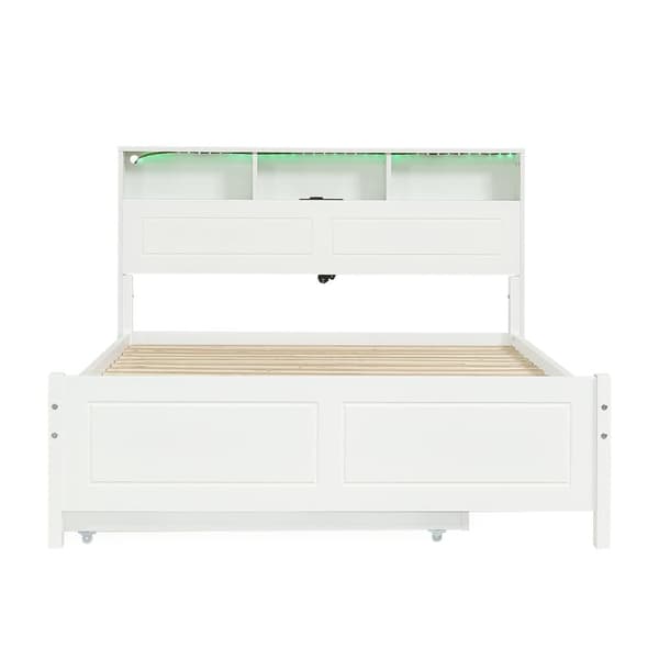 Parivuode 120x200 cm - Rinnalla 90x190 cm - LEDillä + USB-liitännällä - Sängynpääty säilytyslokerolla - Valkoinen