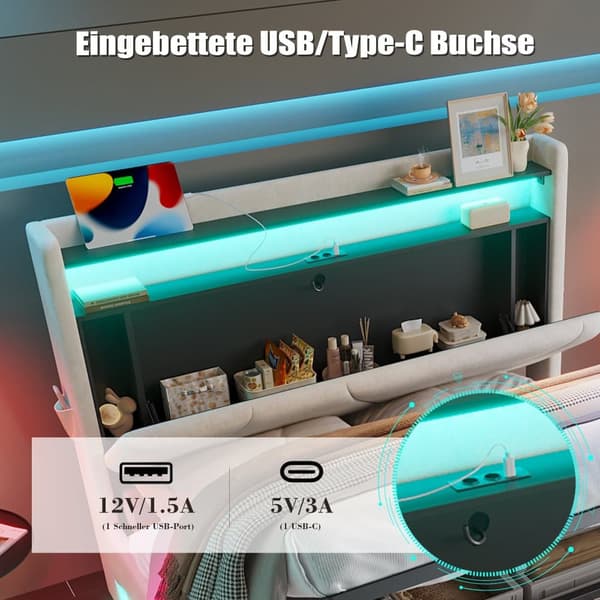 Parivuode 160x200 samettia – LED-sängynpäädyvalaistus, USB-lataus, sängyn alla oleva säilytystila, kaasujousinostin ja sivutaskut