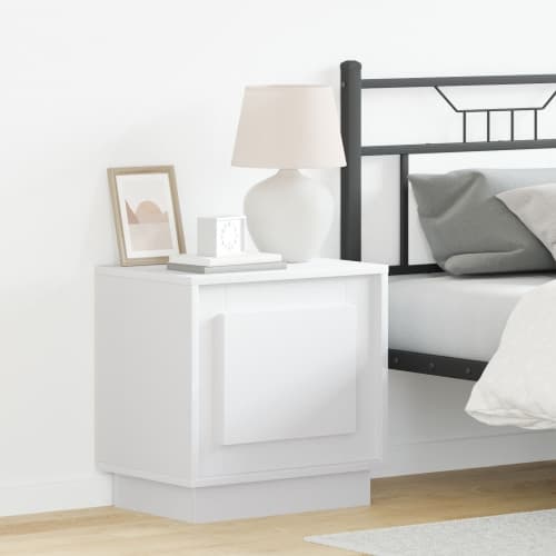 Sängbord med LED-ljus Vit 44x34,5x45 cm