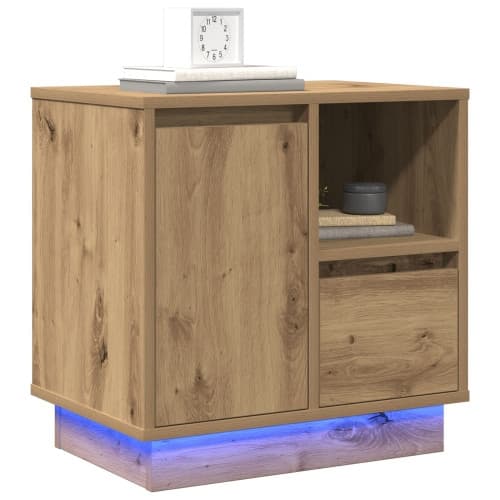 Sängbord med LED 2 st Artisan Ek 50x34,5x50 cm