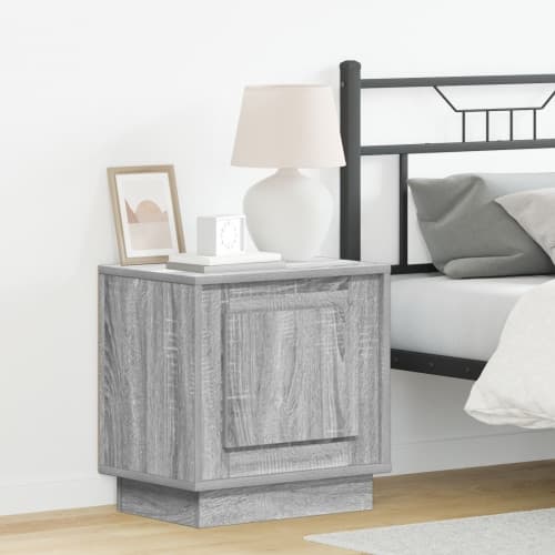 Sängbord med LED-lampor 2 stycken Grå Sonoma 44x34,5x45 cm