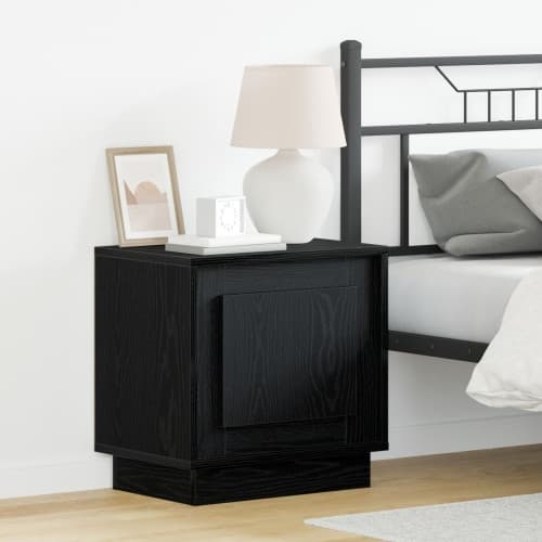 Sängbord med LED-ljus 2 st Svart Ek 44x34,5x45 cm