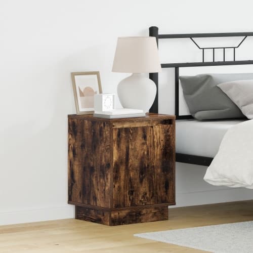 Sängbord med LED-ljus 2 st Rökt ek 39x34,5x50 cm