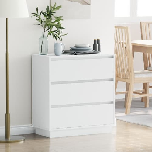Sängskåp med LED vit 71x34,5x75 cm konstruerat trä