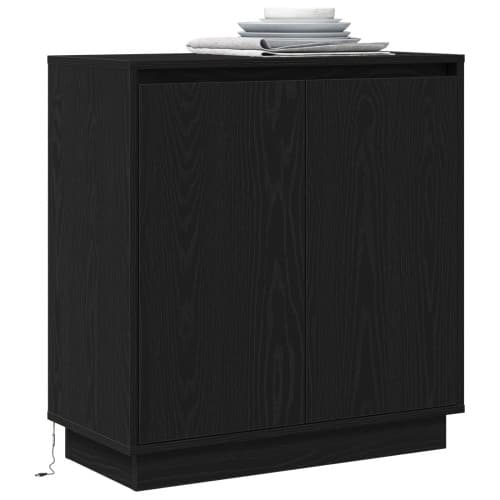 Sideboard med LED svart ek 71x34,5x75 cm konstruerat trä