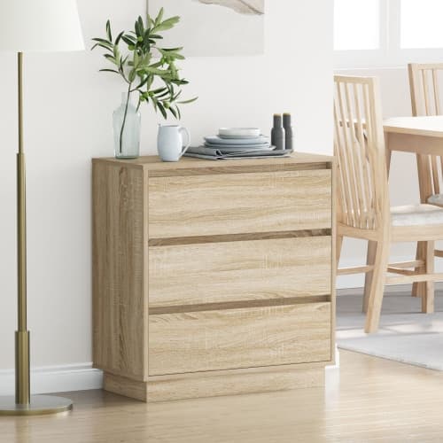 Sängskåp med LED sonoma ek 71x34,5x75 cm konstruerat trä