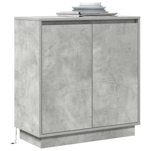 Sideboard med LED betonggrå 71x34,5x75 cm konstruerat trä