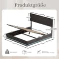 Pikkukuva 4 / 10: Parivuode 160x200 cm säilytystilalla – LED-samettinen sängynrunko USB-latauksella, sängynpääty ja sängynlaatikot – Tummanharmaa